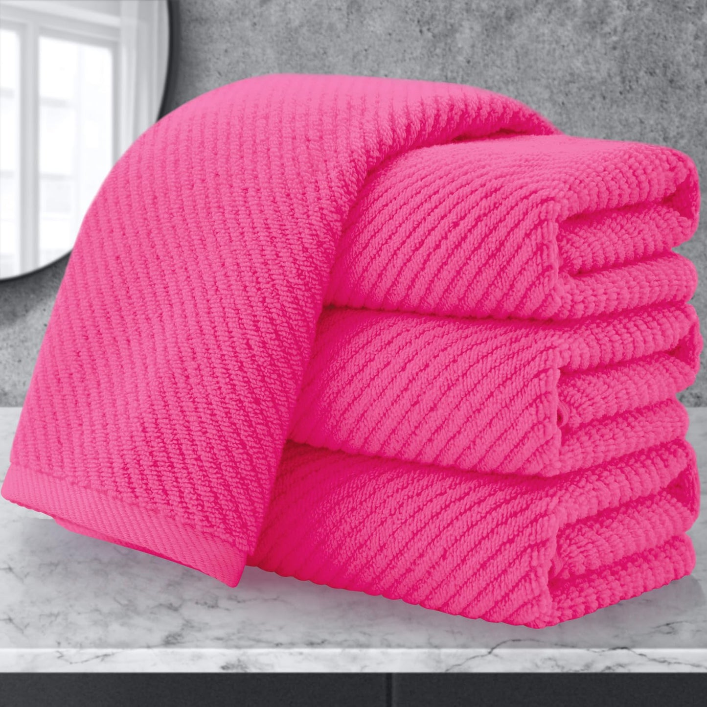Cotton Bath Towel Set 6 Piece Soft Quick Dry Bathroom Towels Large Gift Set