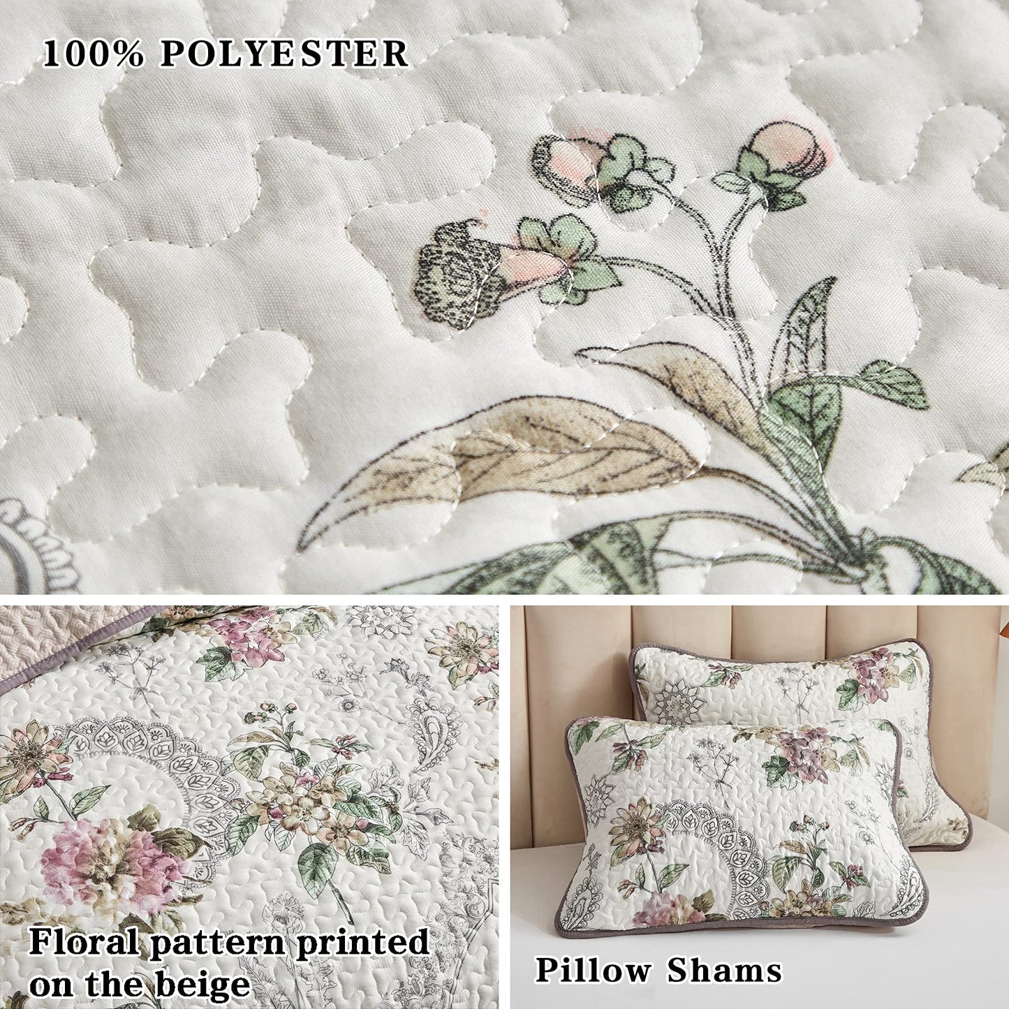 Flysheep Floral Quilt Set-QST1