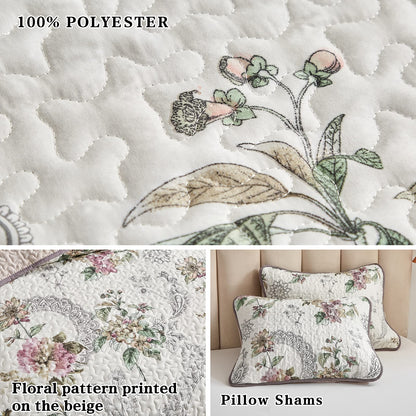 Flysheep Floral Quilt Set-QST1