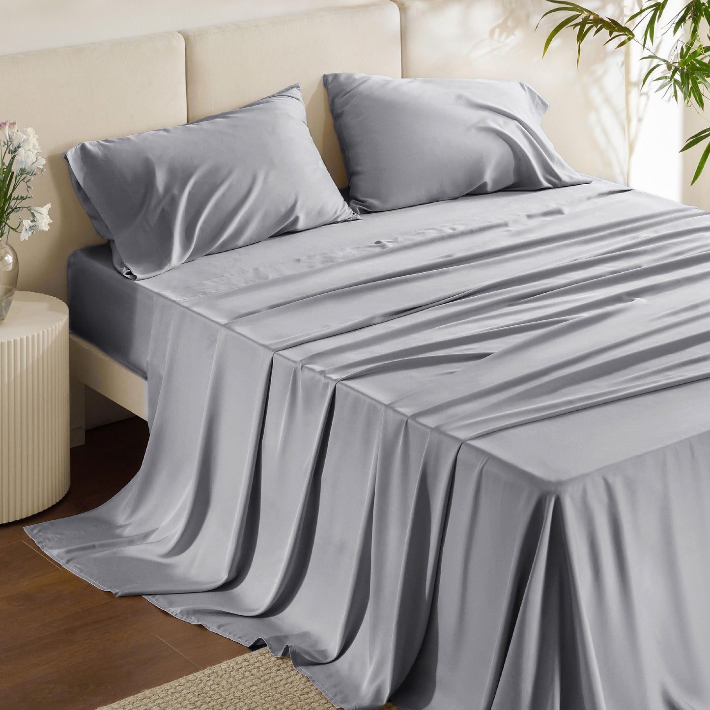 Bamboo Cooling Sheet Set Deep Pocket Silky Breathable Hotel Luxury Bedding