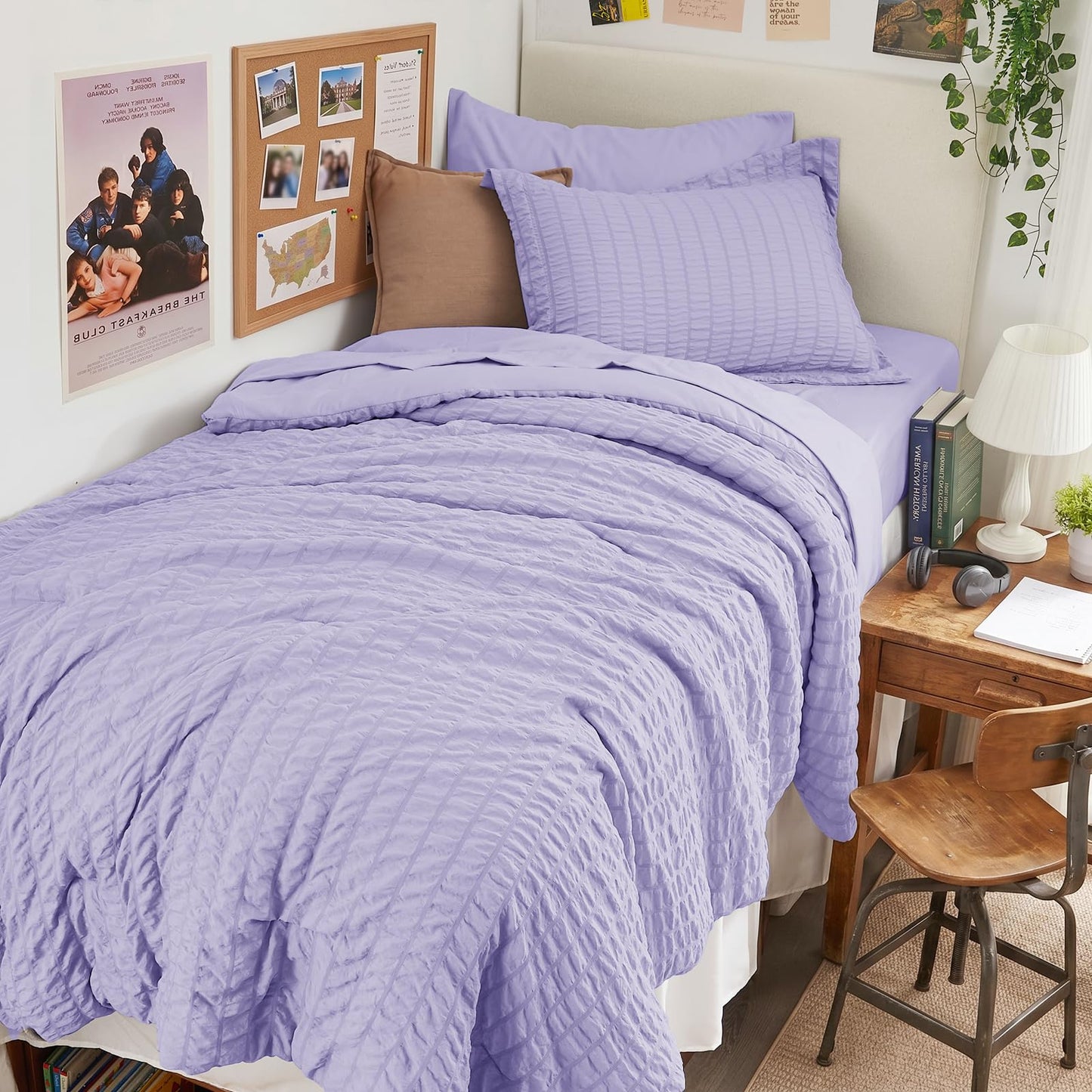 Seersucker Comforter Set 7 Piece All Season Bed in a Bag Bedding Set