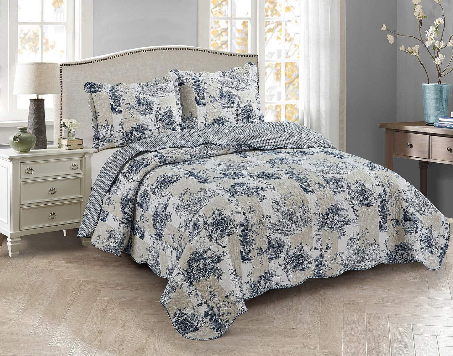 Patchwork Quilt Set Reversible Lightweight All Season Coverlet Bedding