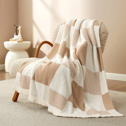 Checkered Microfiber Throw Blanket Soft Couch Sofa Bed Decorative Blanket