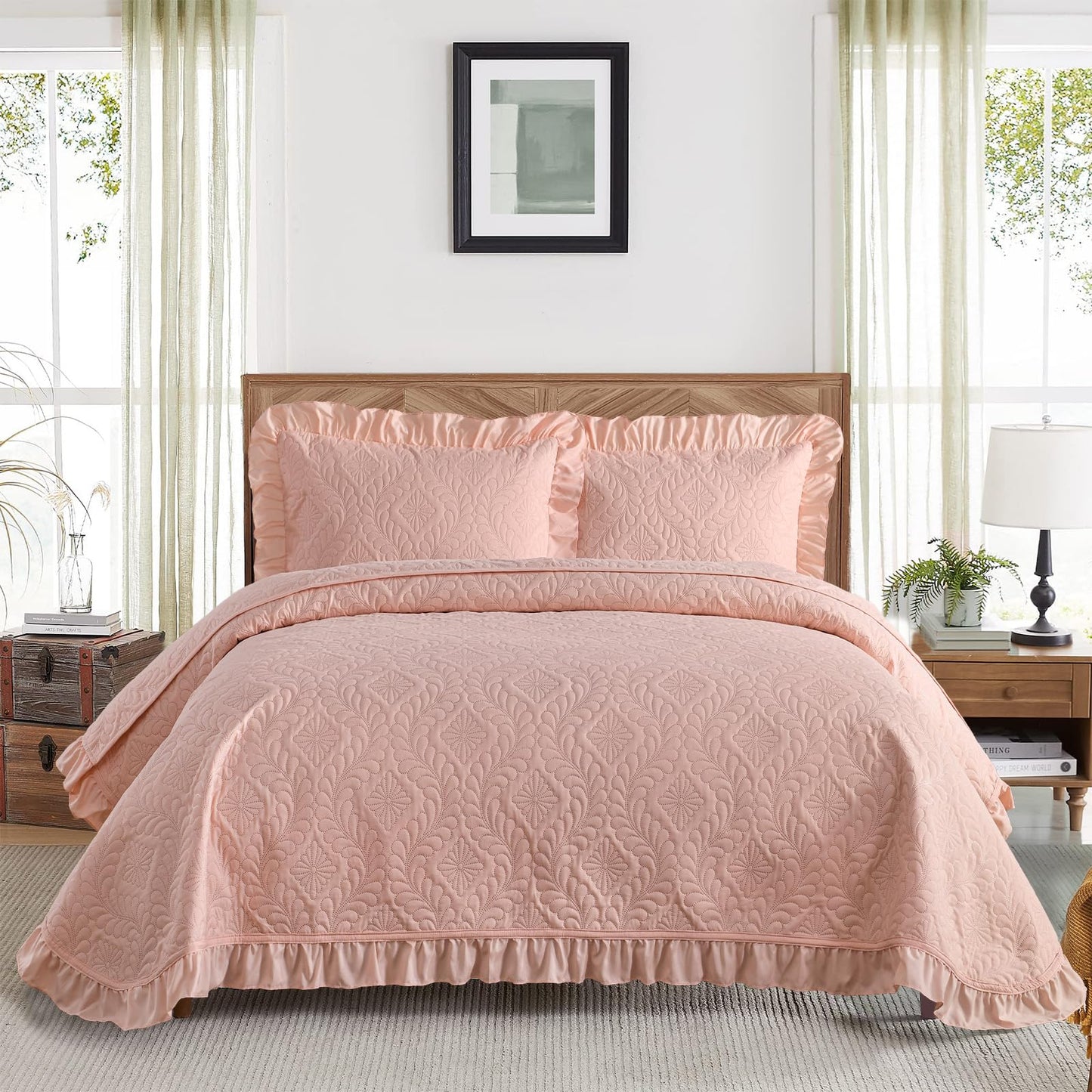 DJY Quilt Set Paisley Bedspread Soft Microfiber Bedding Set for All Season