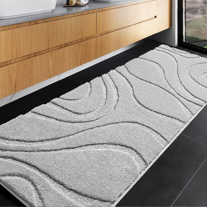 Plush Microfiber Bath Rug Non Slip Absorbent Bathroom Floor Mat Machine Washable