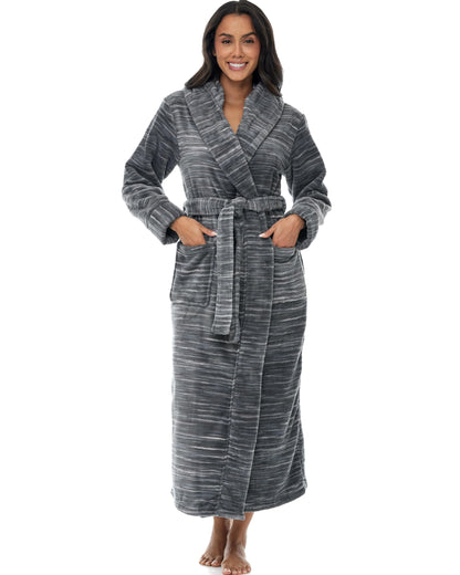 Plush Fleece Hooded Bathrobe Women Long Plus Size Soft Lounge Robe