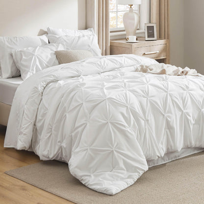 Pintuck Comforter Set Bed in a Bag 7 Piece All Season Bedding