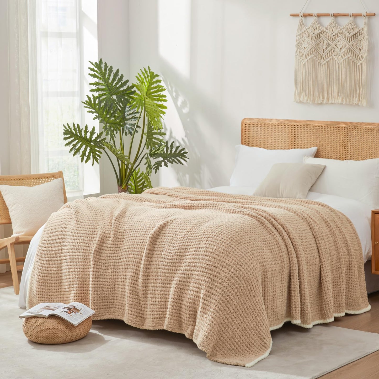 Waffle Throw Blanket Ultra Soft Lightweight Couch Bed Sofa Blanket
