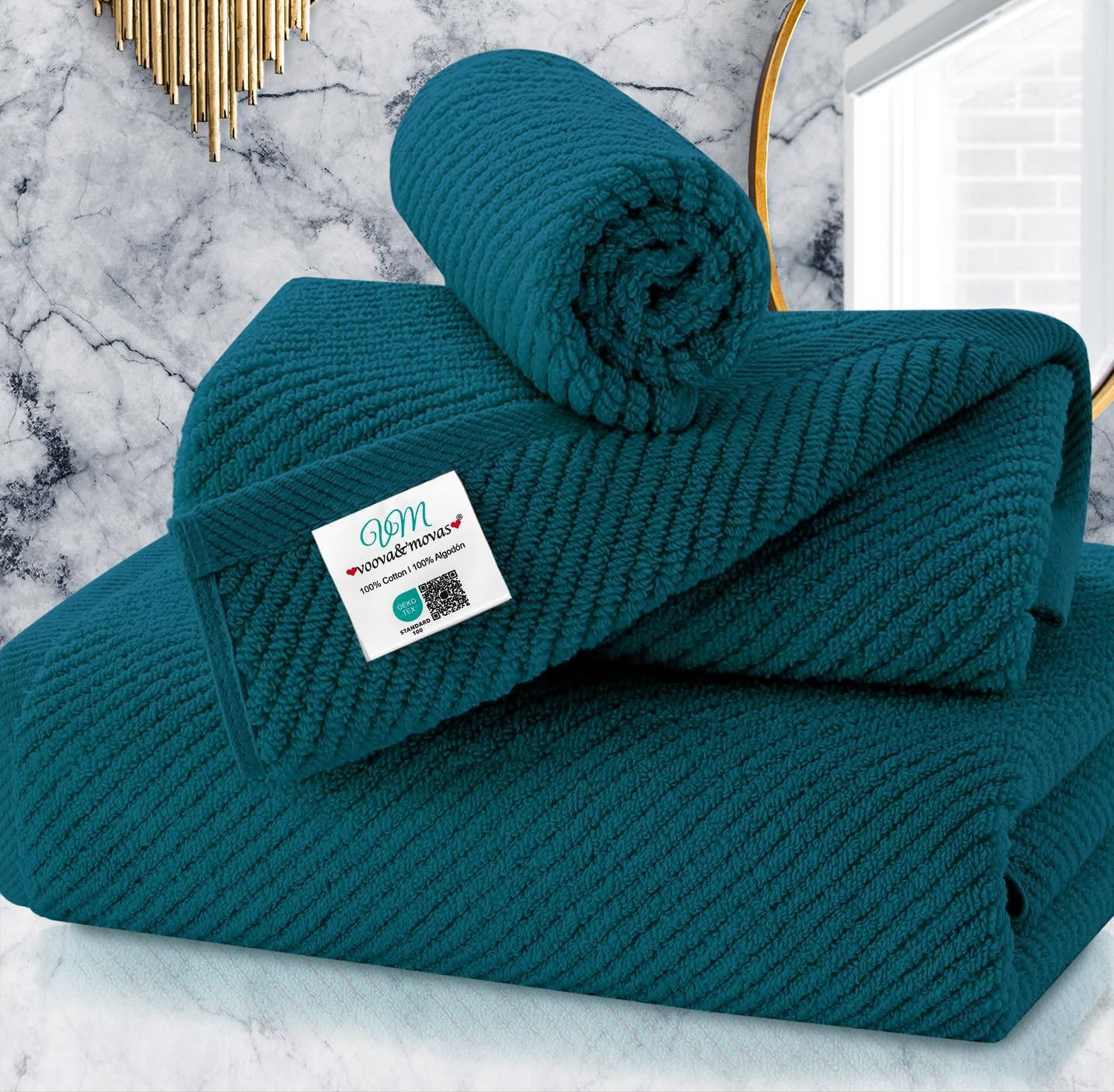 Cotton Bath Towel Set 6 Piece Soft Quick Dry Bathroom Towels Large Gift Set