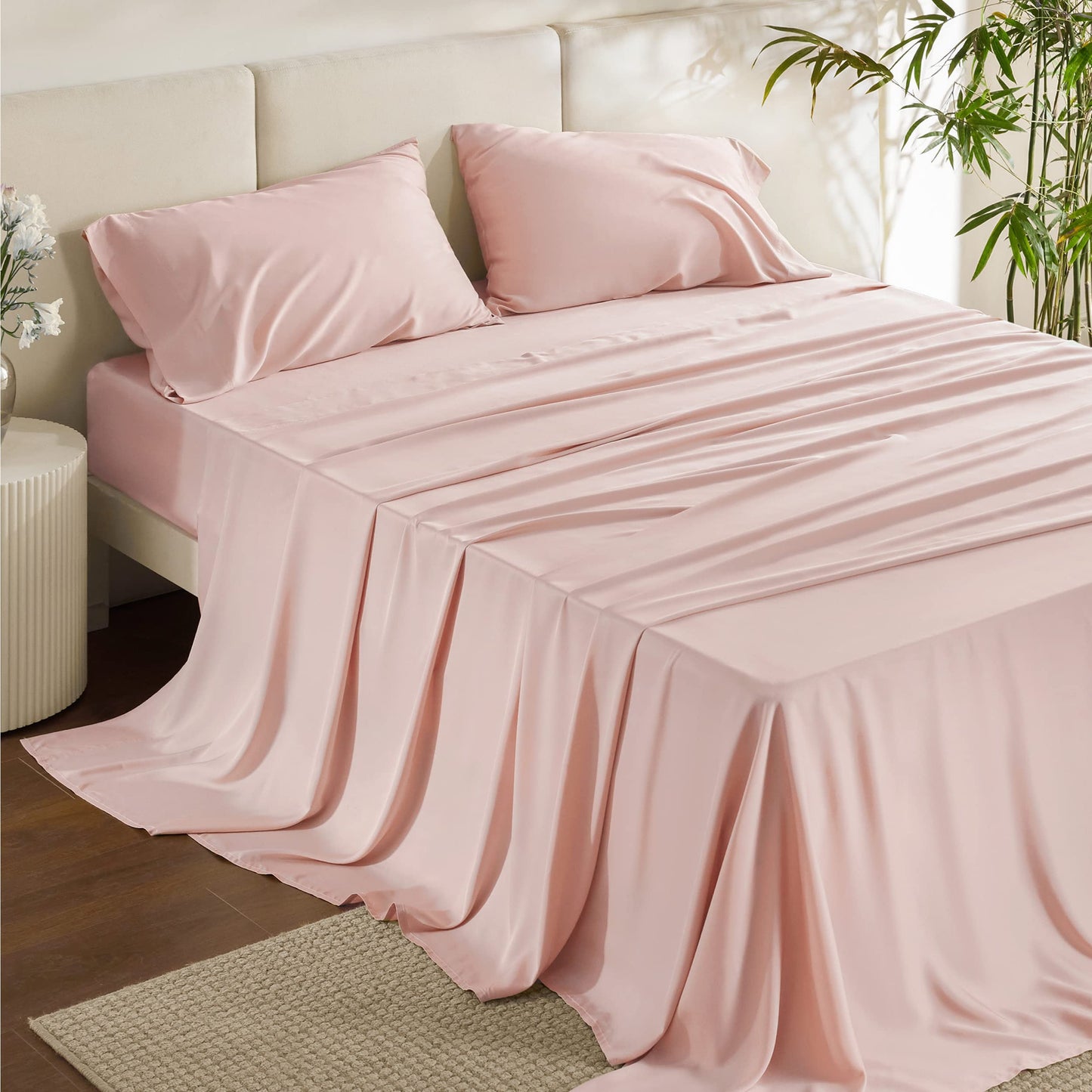 Bamboo Cooling Sheet Set Deep Pocket Silky Breathable Hotel Luxury Bedding