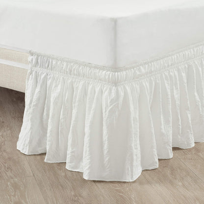Ruched Ruffle Bed Skirt Elastic Wrap Around Bedding Dust Ruffle