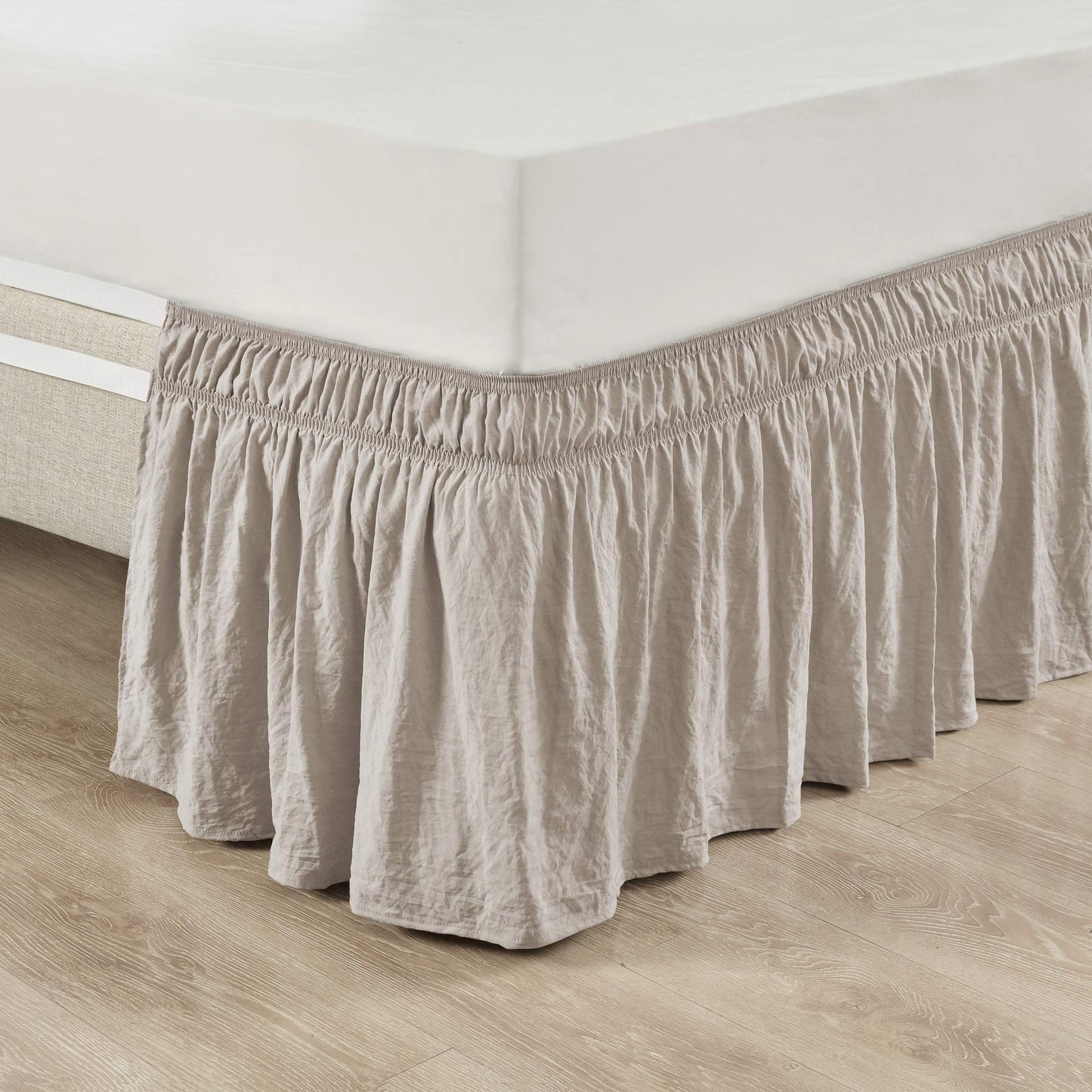 Ruched Ruffle Bed Skirt Elastic Wrap Around Bedding Dust Ruffle