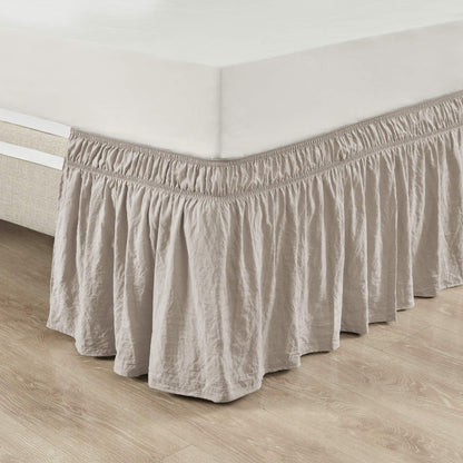 Ruched Ruffle Bed Skirt Elastic Wrap Around Bedding Dust Ruffle