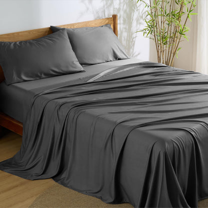 Bamboo Cooling Sheet Set Deep Pocket Silky Breathable Hotel Luxury Bedding