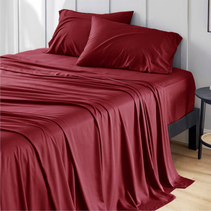 Bamboo Cooling Sheet Set Deep Pocket Silky Breathable Hotel Luxury Bedding