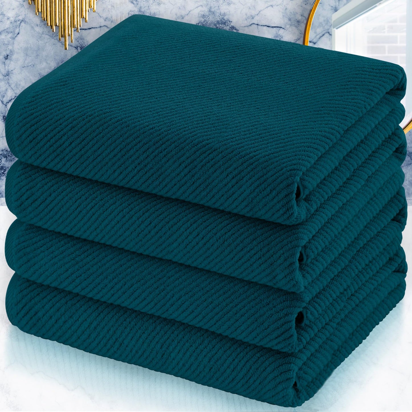 Cotton Bath Towel Set 6 Piece Soft Quick Dry Bathroom Towels Large Gift Set