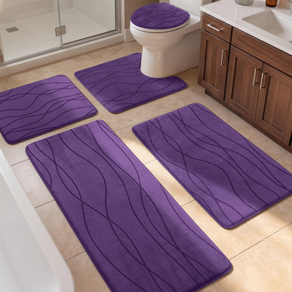 Memory Foam Bath Rug Set Non Slip Absorbent Quick Dry Bathroom Mat
