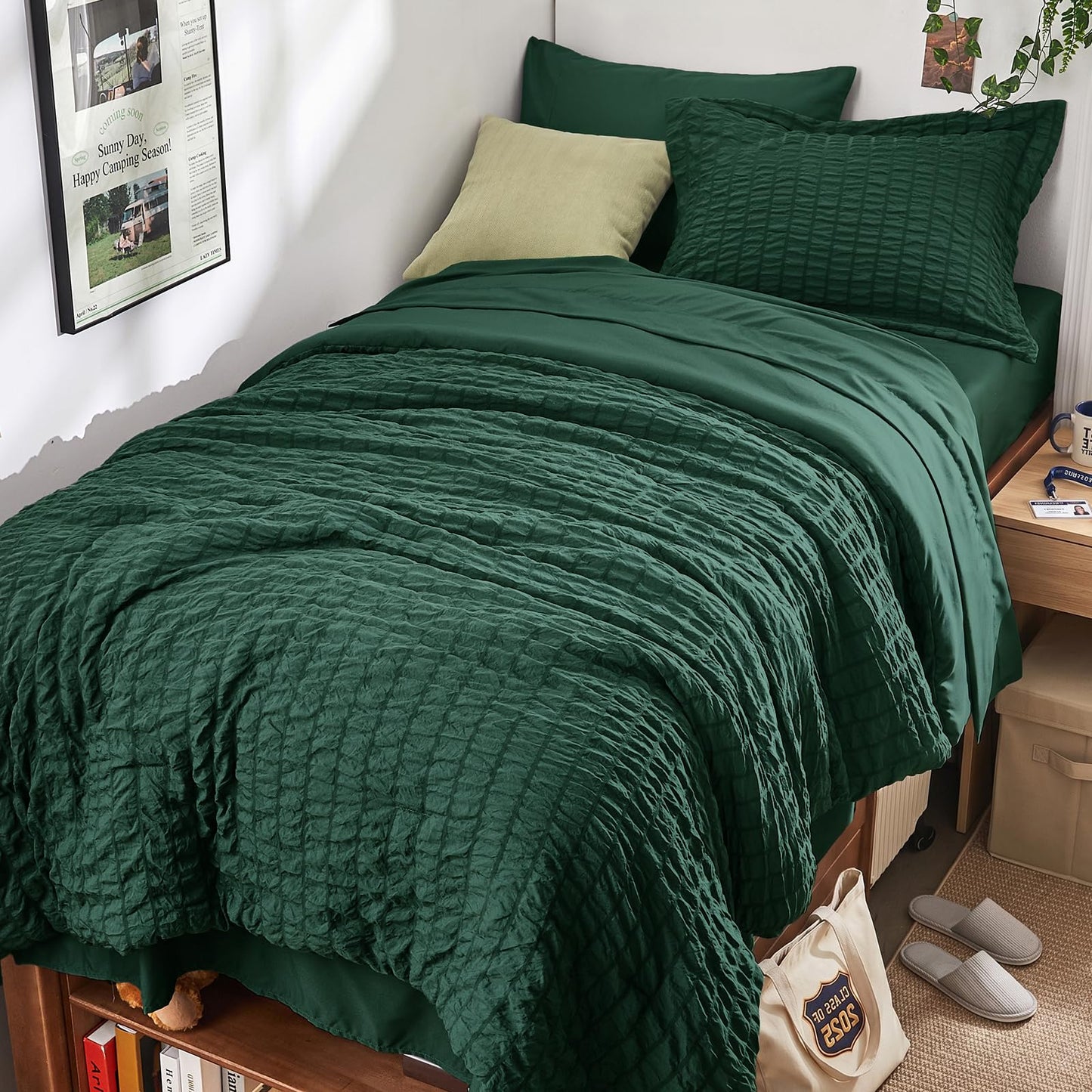 Seersucker Comforter Set 7 Piece All Season Bed in a Bag Bedding Set