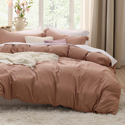 Soft Prewashed Duvet Cover Set Zipper Closure Pillow Covers Lightweight Bedding