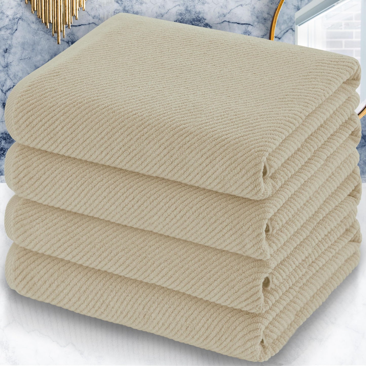 Cotton Bath Towel Set 6 Piece Soft Quick Dry Bathroom Towels Large Gift Set