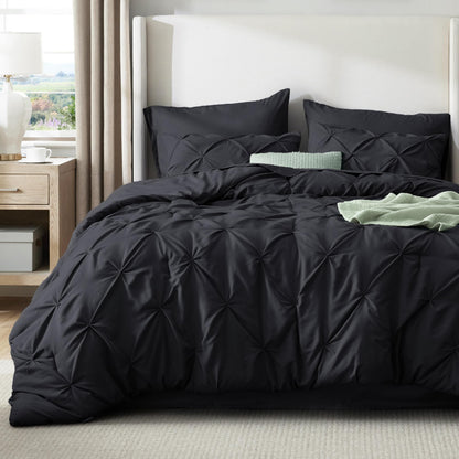 Pintuck Comforter Set Bed in a Bag 7 Piece All Season Bedding