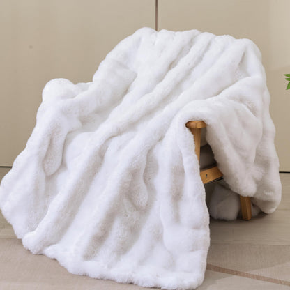 Fluffy Faux Fur Throw Blanket Soft Plush Thick Couch Bed Blanket