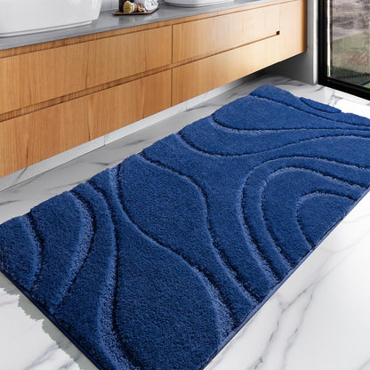 Plush Microfiber Bath Rug Non Slip Absorbent Bathroom Floor Mat Machine Washable