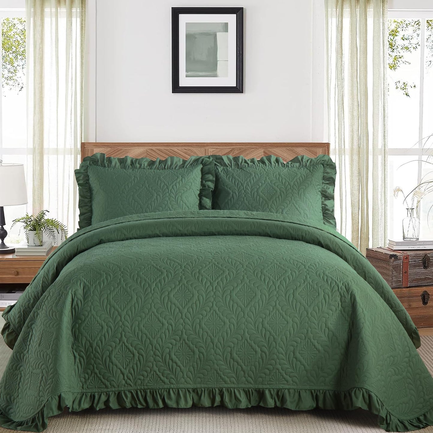 DJY Quilt Set Paisley Bedspread Soft Microfiber Bedding Set for All Season