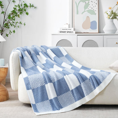 Checkered Microfiber Throw Blanket Soft Couch Sofa Bed Decorative Blanket