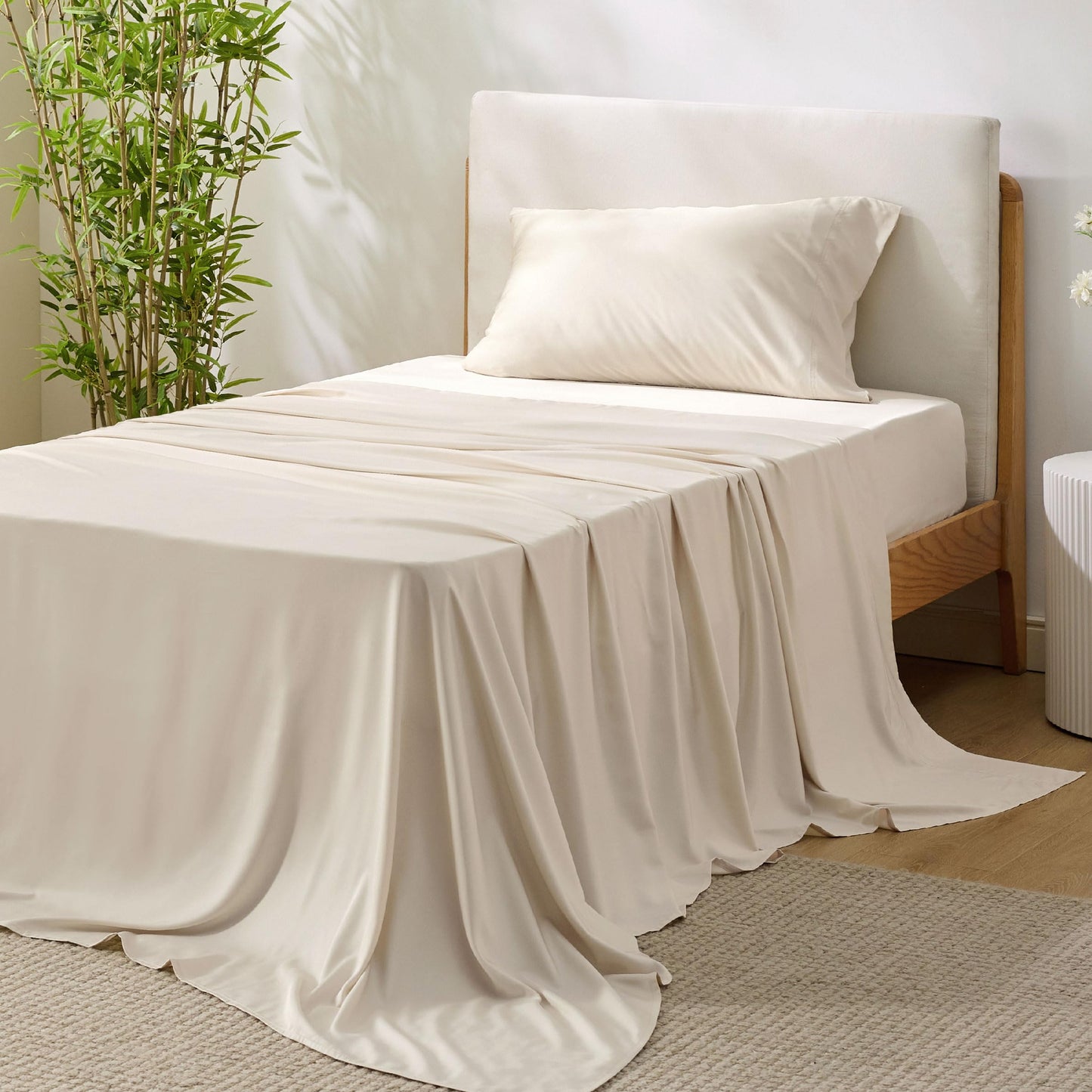 Bamboo Cooling Sheet Set Deep Pocket Silky Breathable Hotel Luxury Bedding