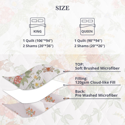WRENSONGE Floral Quilt Set