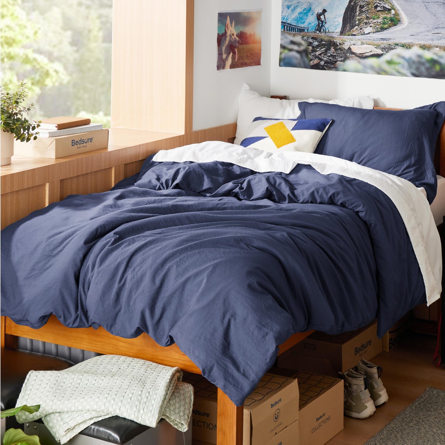 Soft Prewashed Duvet Cover Set Zipper Closure Pillow Covers Lightweight Bedding