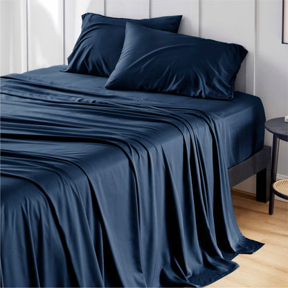 Bamboo Cooling Sheet Set Deep Pocket Silky Breathable Hotel Luxury Bedding