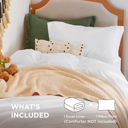 Soft Prewashed Duvet Cover Set Zipper Closure Pillow Covers Lightweight Bedding