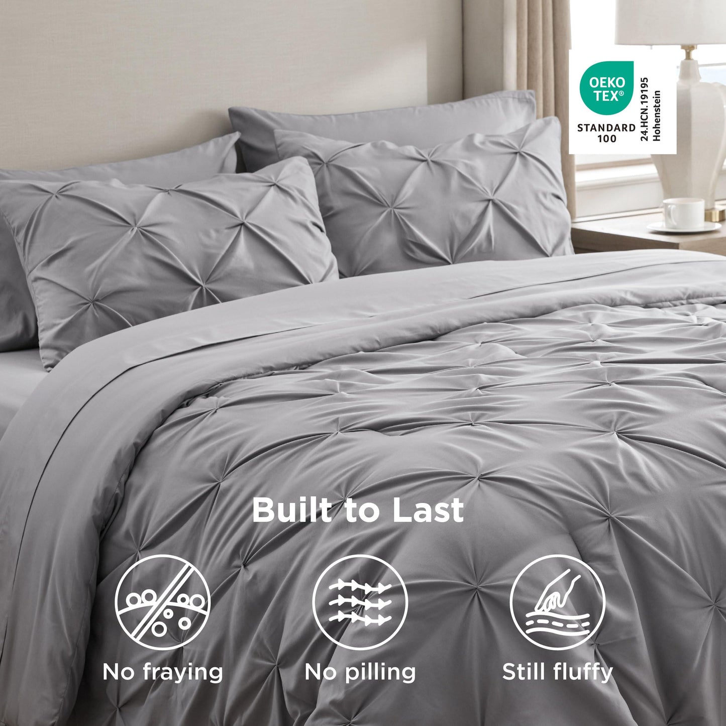 Pintuck Comforter Set Bed in a Bag 7 Piece All Season Bedding