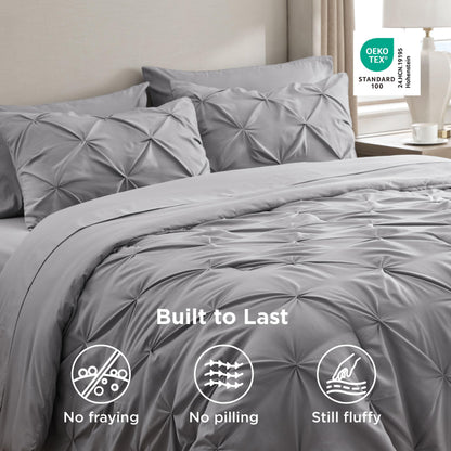 Pintuck Comforter Set Bed in a Bag 7 Piece All Season Bedding
