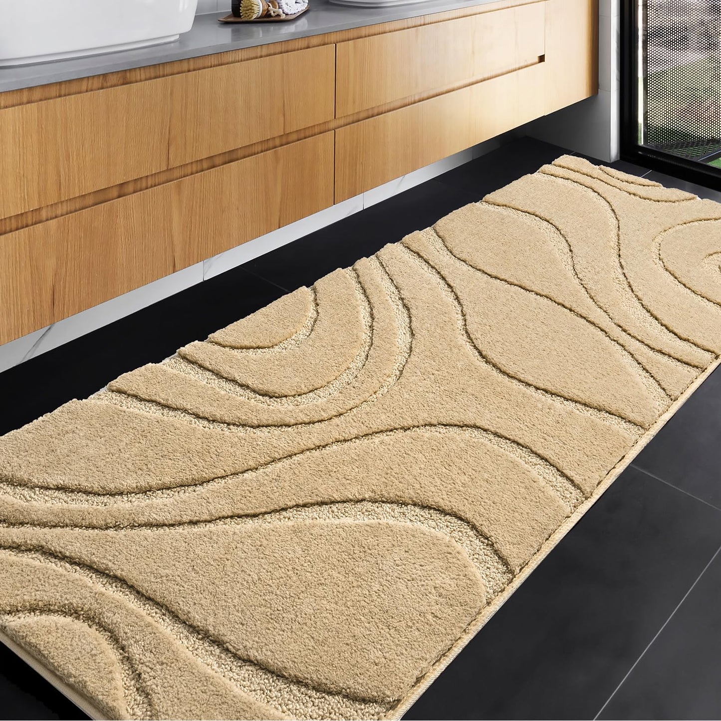 Plush Microfiber Bath Rug Non Slip Absorbent Bathroom Floor Mat Machine Washable