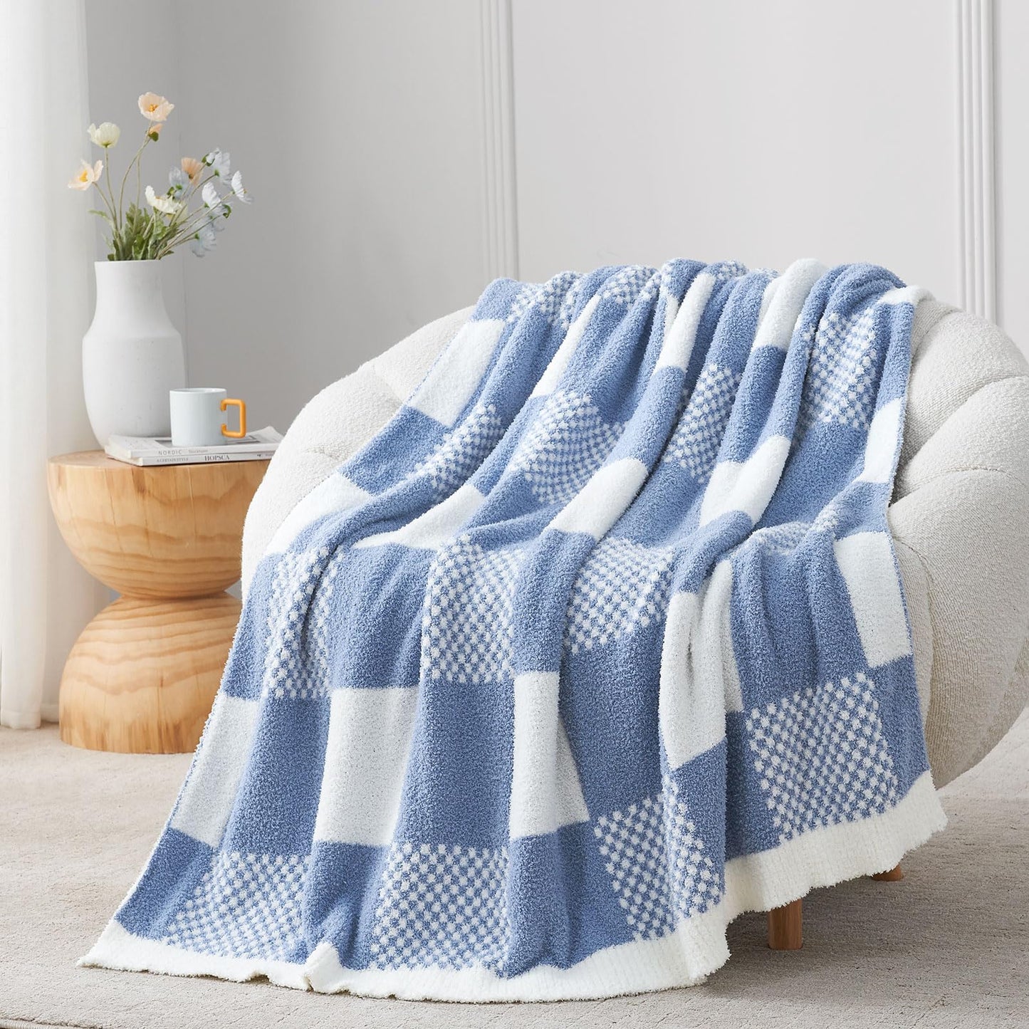 Checkered Microfiber Throw Blanket Soft Couch Sofa Bed Decorative Blanket