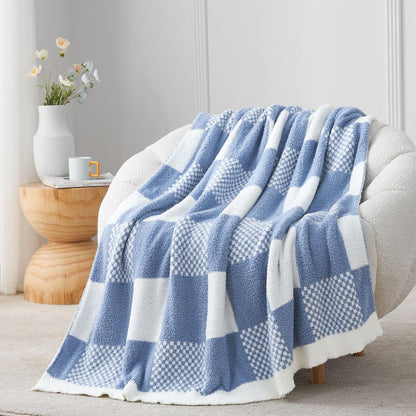 Checkered Microfiber Throw Blanket Soft Couch Sofa Bed Decorative Blanket