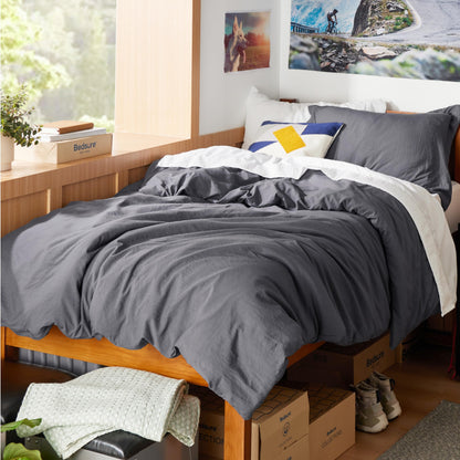 Soft Prewashed Duvet Cover Set Zipper Closure Pillow Covers Lightweight Bedding