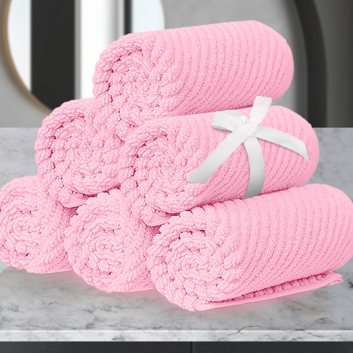 Cotton Bath Towel Set 6 Piece Soft Quick Dry Bathroom Towels Large Gift Set
