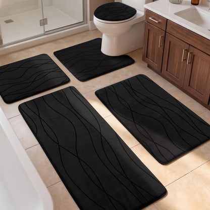 Memory Foam Bath Rug Set Non Slip Absorbent Quick Dry Bathroom Mat