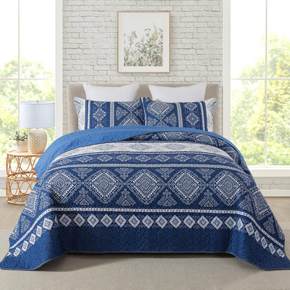 Floral Quilt Set 3 Piece Oversized Bedspread Coverlet Set Lightweight Bedding
