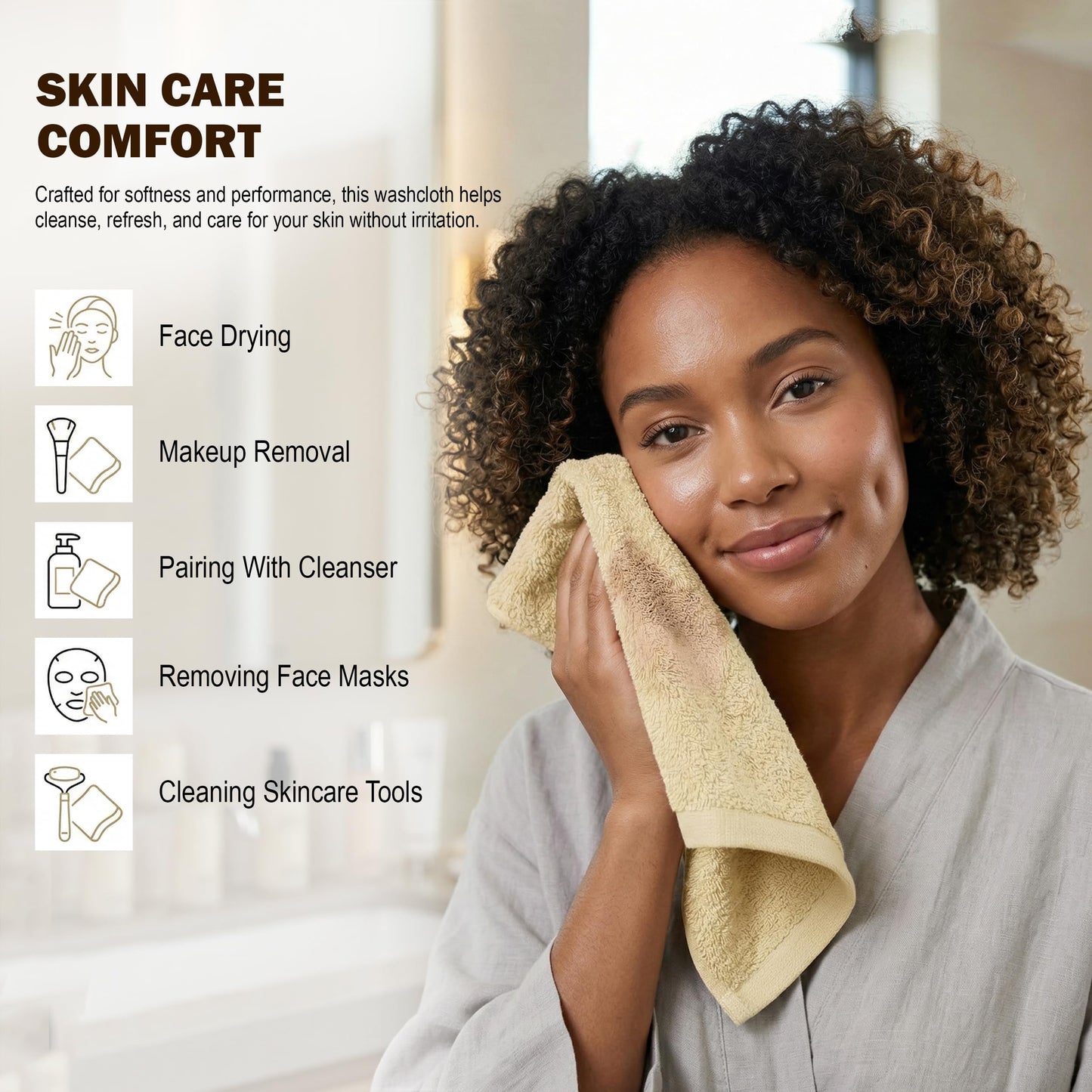 Cotton Washcloth Set Ring Spun Soft Absorbent Face Cloths Premium Towels