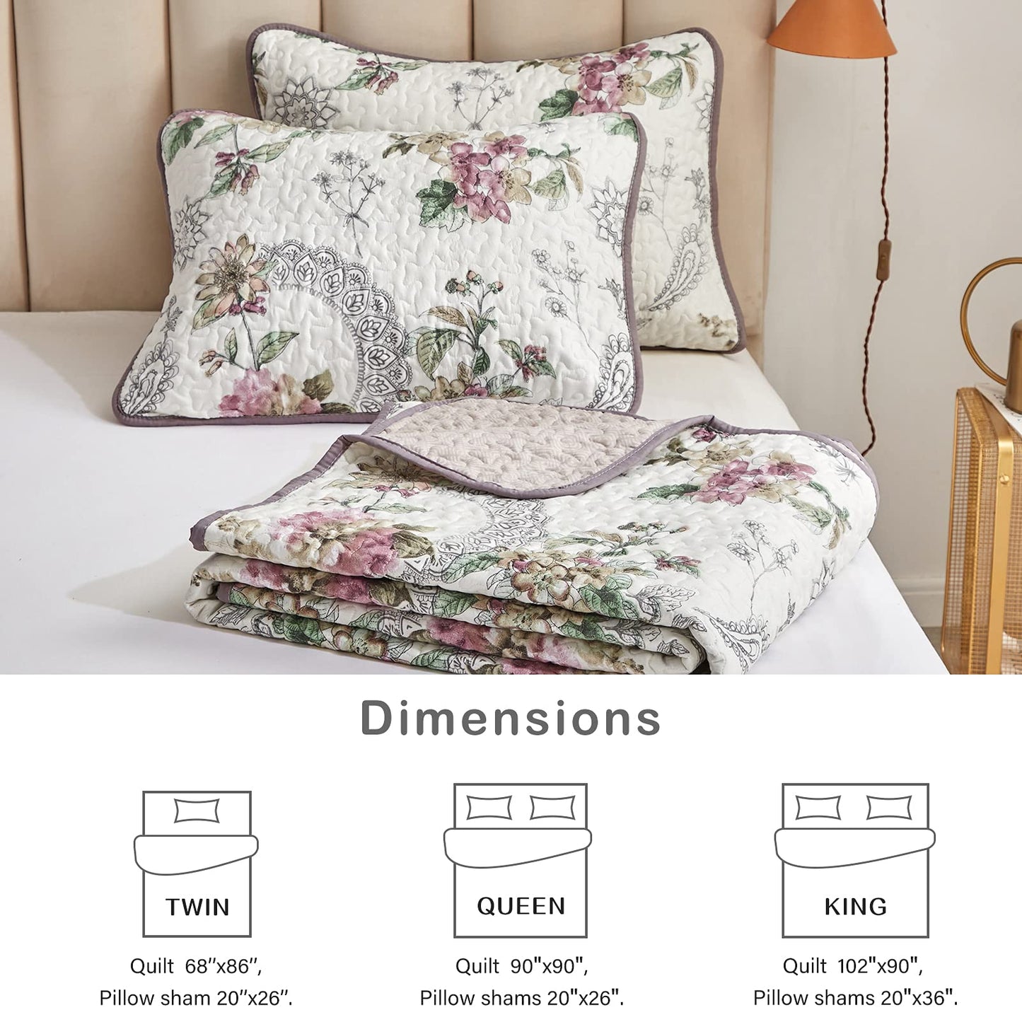 Flysheep Floral Quilt Set-QST1