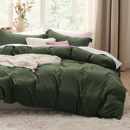Soft Prewashed Duvet Cover Set Zipper Closure Pillow Covers Lightweight Bedding