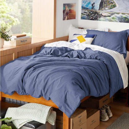 Soft Prewashed Duvet Cover Set Zipper Closure Pillow Covers Lightweight Bedding