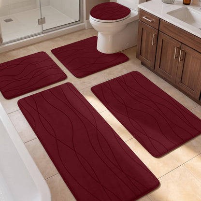Memory Foam Bath Rug Set Non Slip Absorbent Quick Dry Bathroom Mat