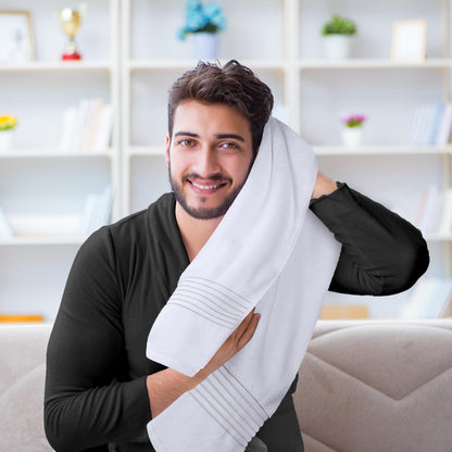 Cotton Bath Towel Set 27x54 Ring Spun Soft Absorbent 12 Pack White