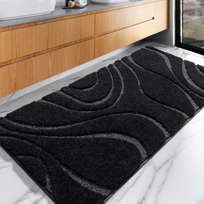 Plush Microfiber Bath Rug Non Slip Absorbent Bathroom Floor Mat Machine Washable